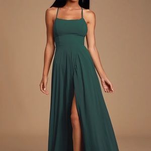 Lulu’s Teal/Forrest Green Cross Back Maxi Dress